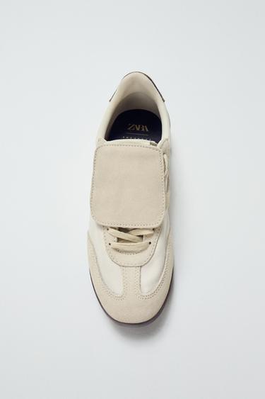 TRAINERS WITH TONGUE DETAIL - Ecru White by Zara