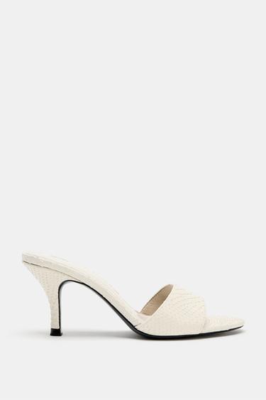 PRINTED HEELED SANDALS - white by Zara - Image 0