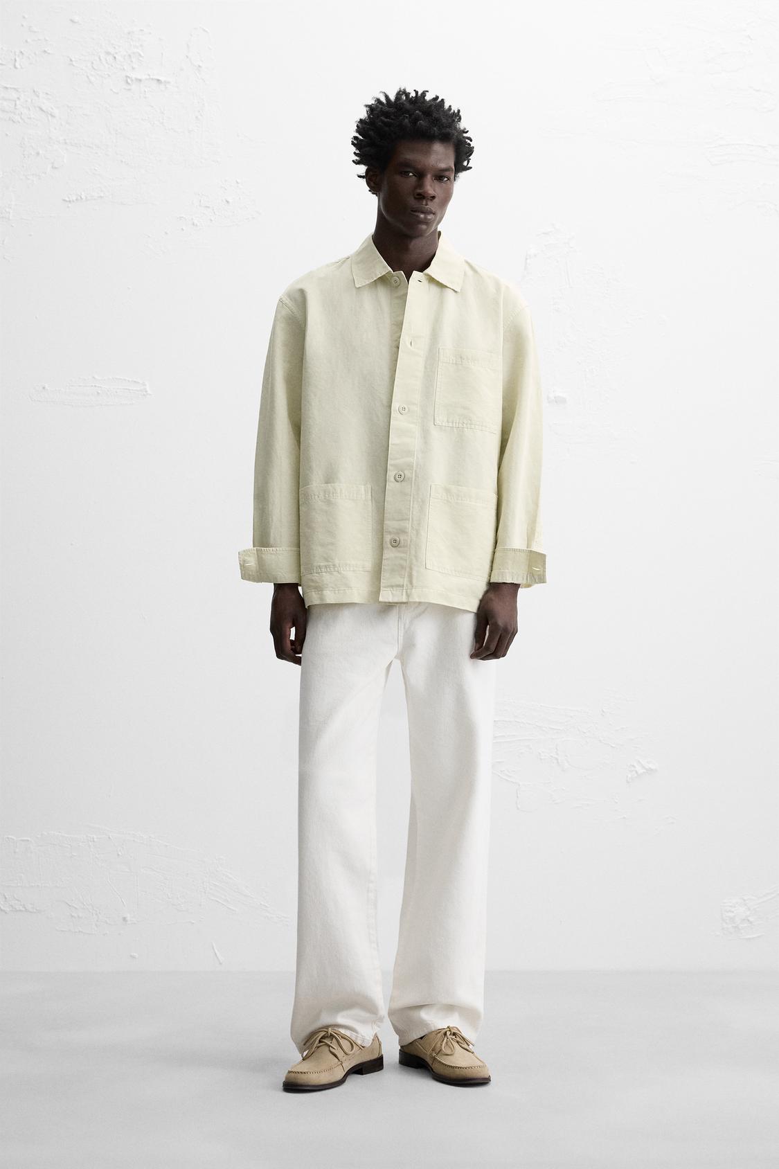 ЛЬНЯНАЯ ХЛОПЧАТОБУМАЖНАЯ ВЕРХНЯЯ РУБАШКА ZARA