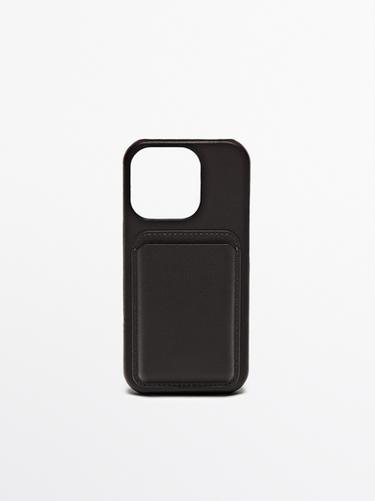 Coque iPhone 16 Pro en cuir nappa - Marron de Zara