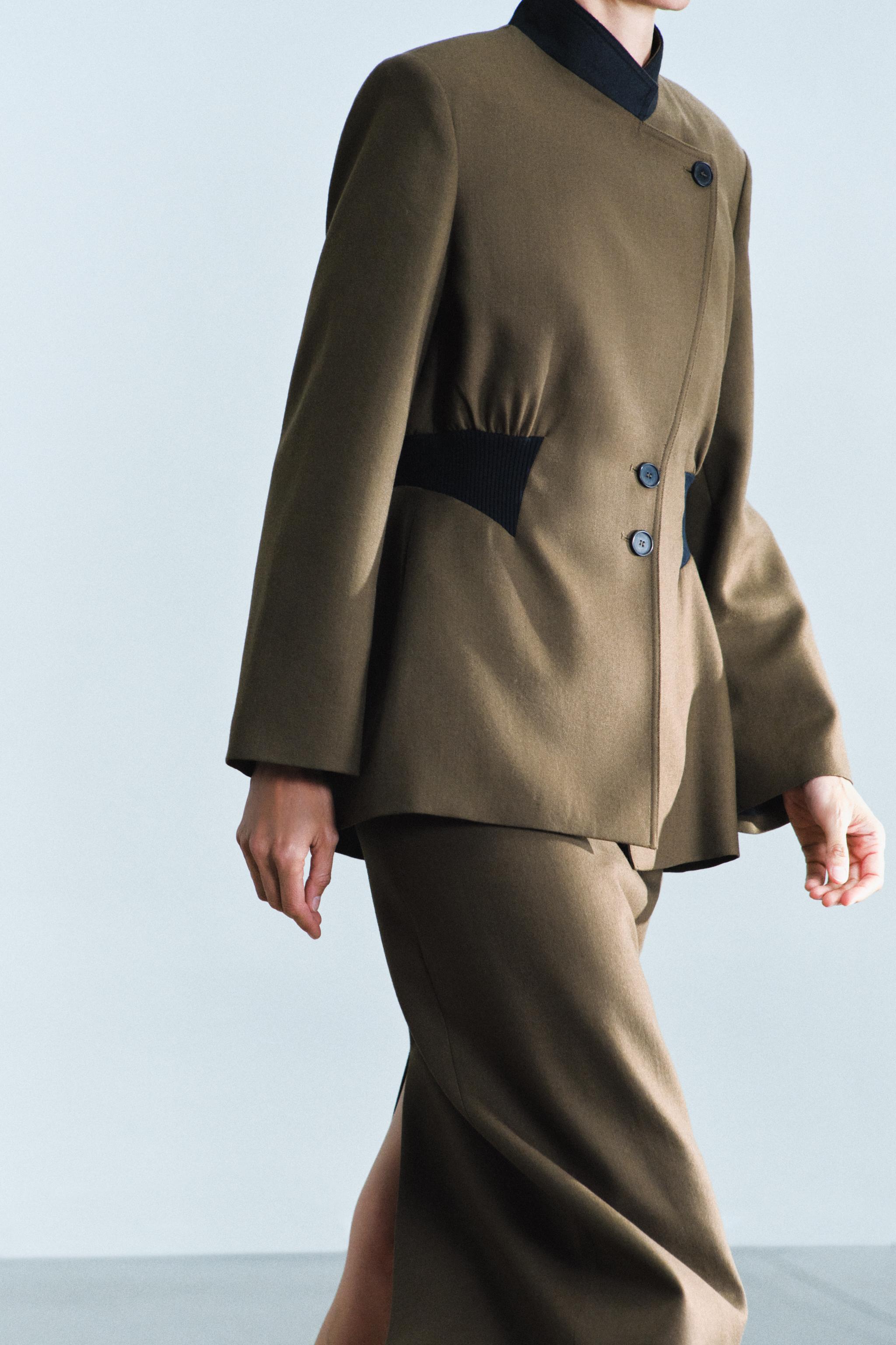 ZW COLLECTION 100% WOOL FITTED JACKET WITH ELASTIC WAIST