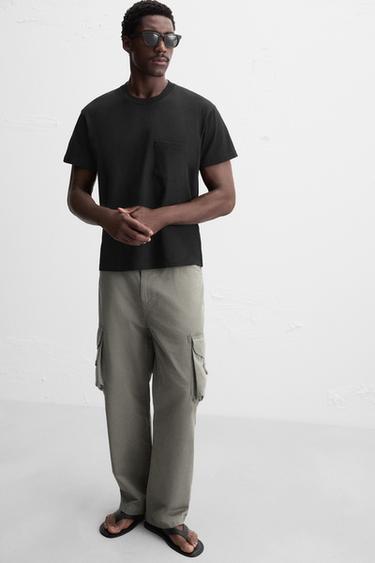 T-SHIRT WITH POCKET - Black by Zara - Image 5