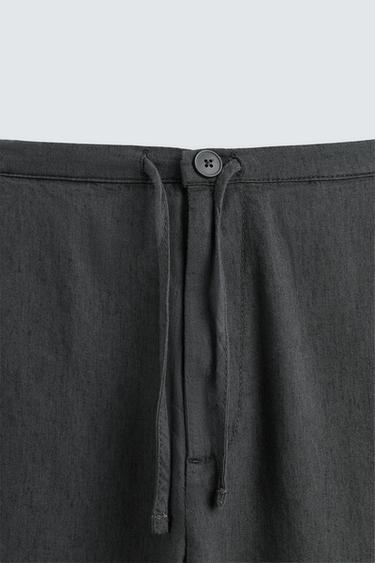 PANTALON COTON ET LIN - Gris de Zara - Image 8