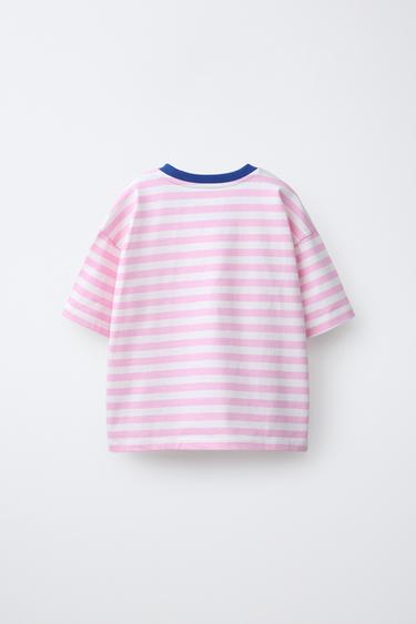 T-SHIRT EPAIS RAYURES - Rose / Blanc de Zara - Image 1