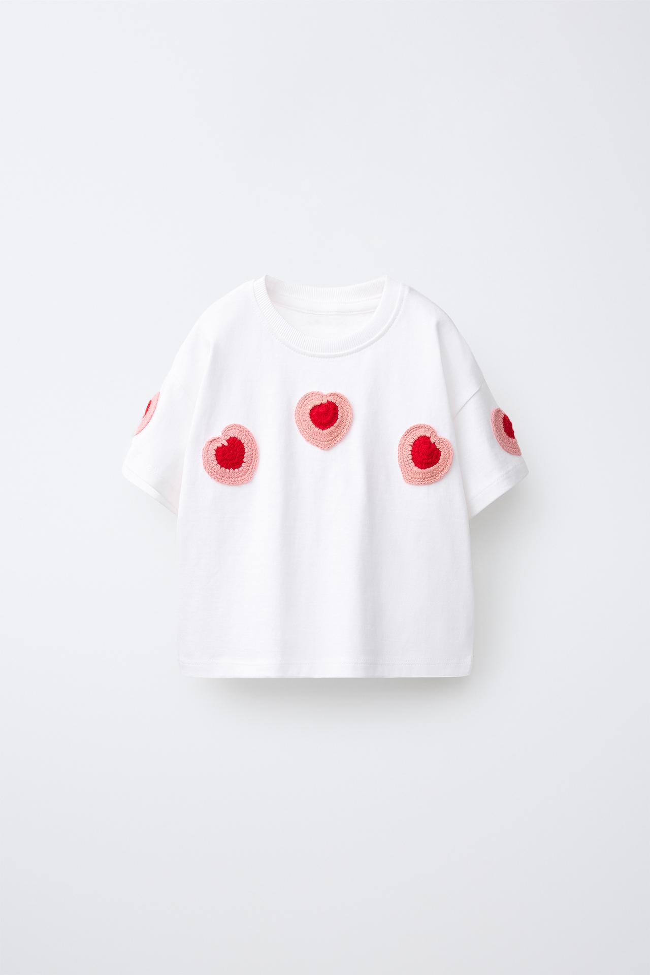 CROCHET FLOWER APPLIQUÉ T-SHIRT — White