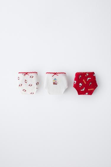 6-14 JAHRE/ DREIERPACK SLIPS HELLO KITTY © SANRIO - Cremefarben / Rot von Zara - Bild 0