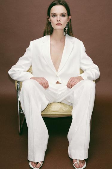 PANTALON MÉLANGE LIN ZW COLLECTION - Blanc de Zara - Image 4