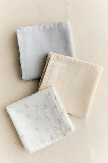 LOT DE 3 LANGES BÉBÉ MINI-FLEURS - Blanc cassé de Zara - Image 5