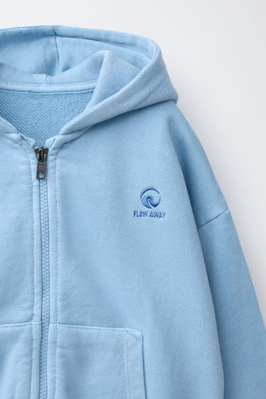 SWEAT ZIPPÉ LOGO BRODÉ - Bleu délavé de Zara - Image 2