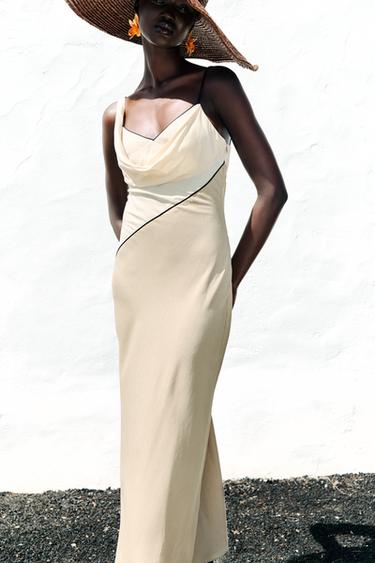 Zara COMBINATION MIDI DRESS - Ecru / Beige