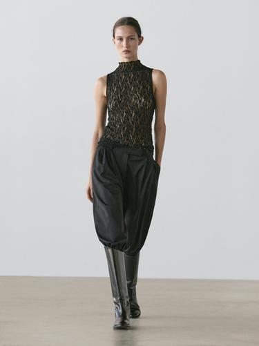 Zara Sheer lace top - Black - Image 0