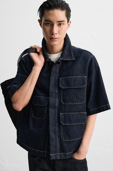 DENIM SHIRT WITH POCKETS - Blue by Zara - Image 5