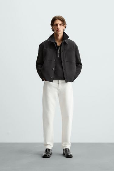 Zara BOXY FIT OVERSHIRT - Black - Image 0