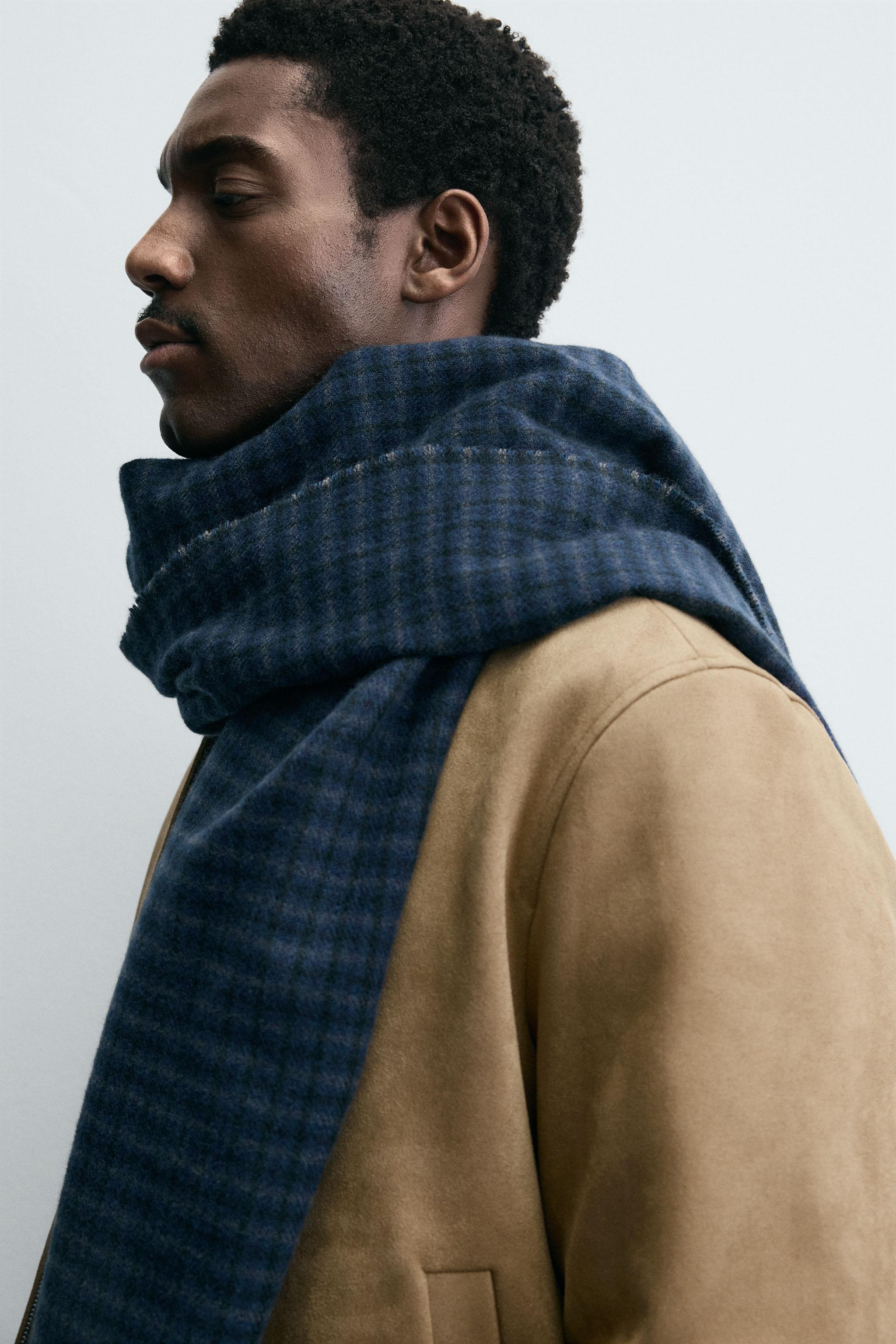 PULP 限定 SOL EX PLAID KNIT SCARF PULP Limited SOL EX PLAID KNIT SCARF Navy