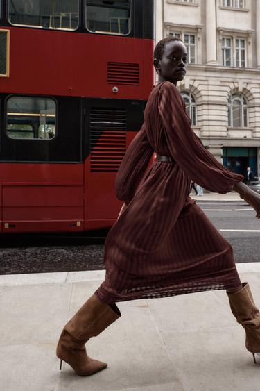 MIDI DRESS WITH BELT - Brick by Zara - Image 3