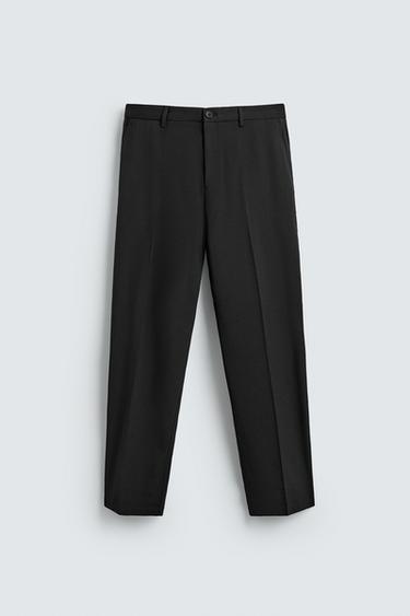 БРЮКИ REGULAR FIT ИЗ СМЕСОВОЙ ШЕРСТИ NON IRON — ЧЕРНЫЙ от Zara