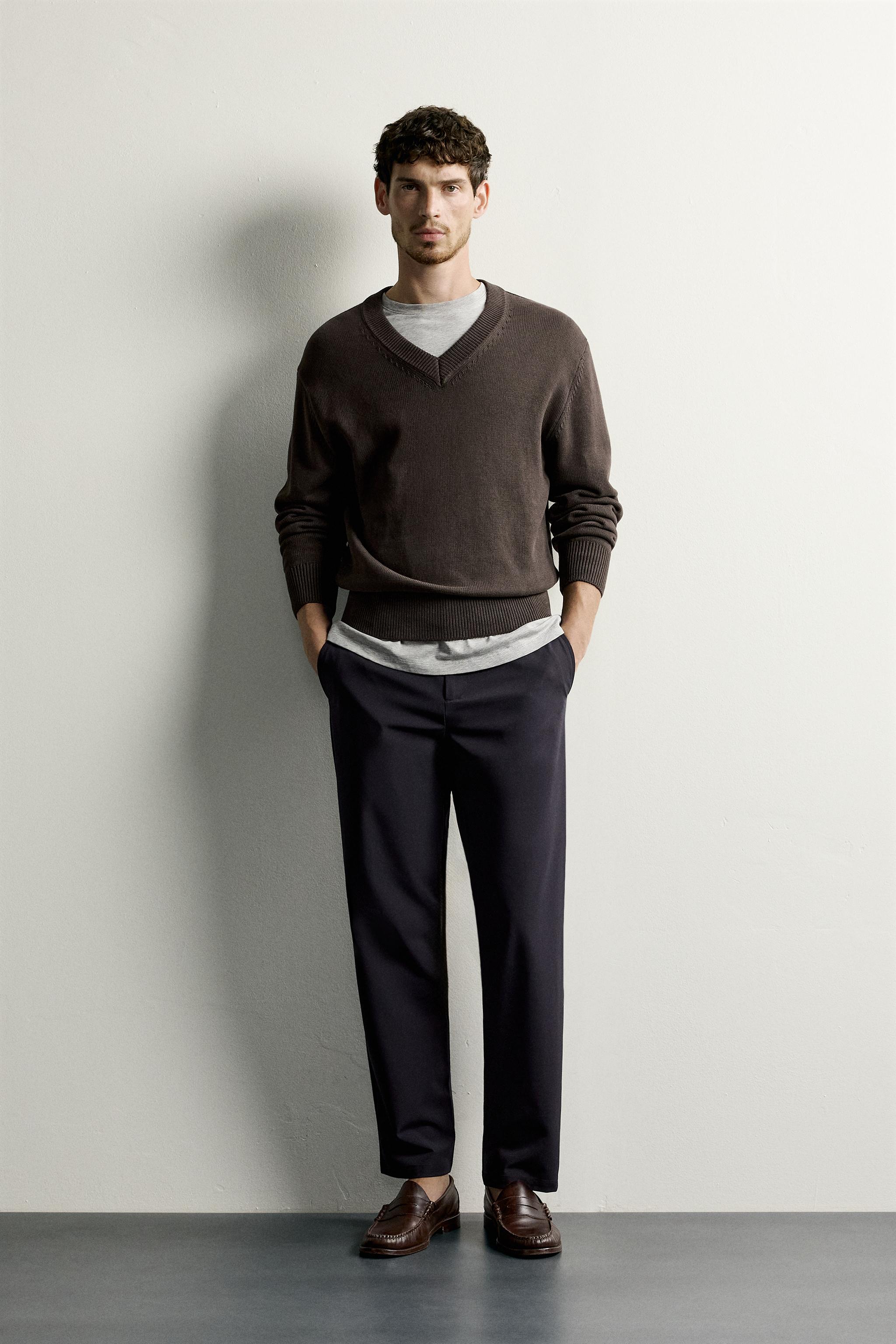 COMFORT REGULAR FIT TECHNICAL PANTS - Navy blue | ZARA United States