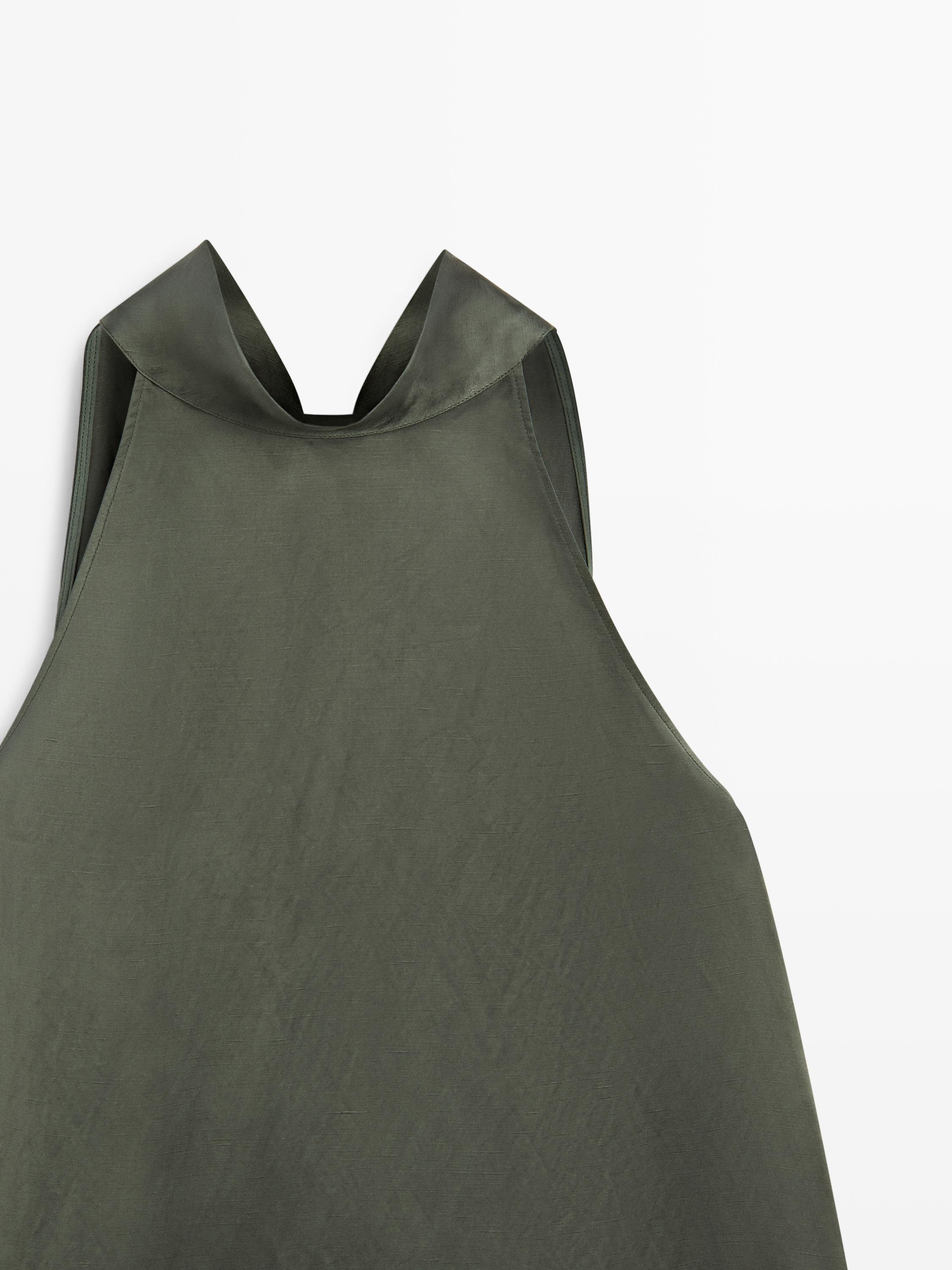Satin halter top with tie detail