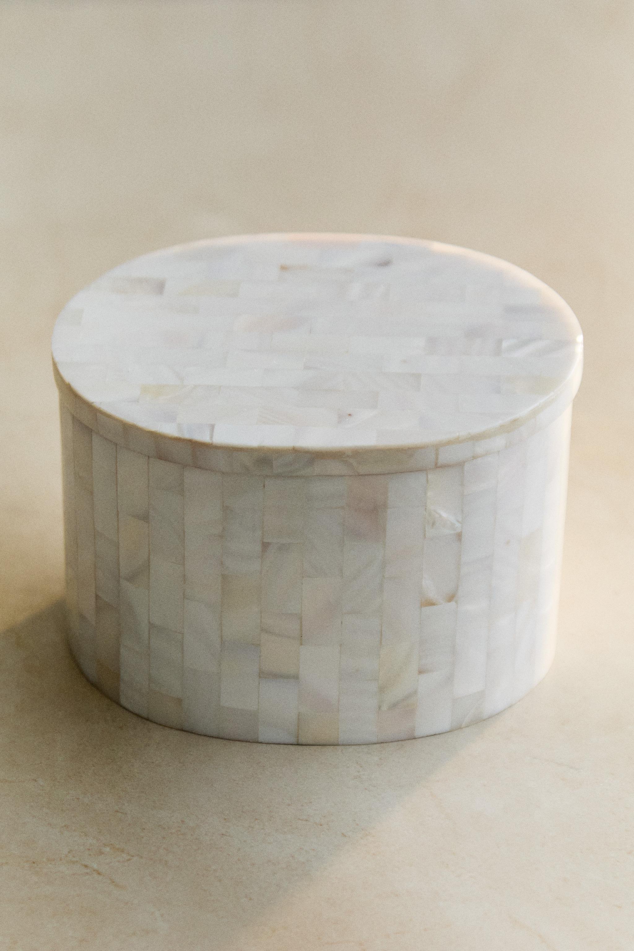 MOTHER-OF-PEARL BATHROOM STORAGE JAR