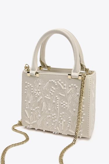 SATIN-EFFECT PEARL HANDBAG - Ecru by Zara - Image 2