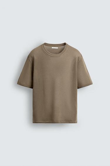 STRUCTURED KNIT T-SHIRT - Brown by Zara