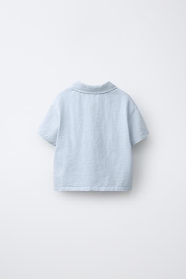 TEXTURED SHIRT WITH POLO COLLAR - Bluish by Zara - Image 1