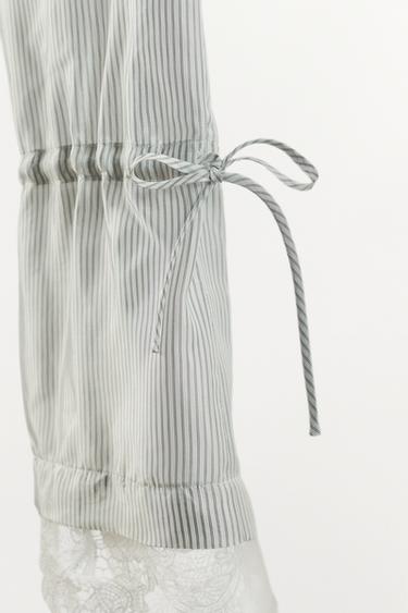STRIPED CAPRI TROUSERS WITH LACE - Ecru / Beige by Zara - Image 7