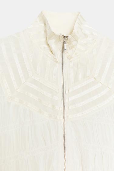 BLOUSON BOMBER FRONCÉ ZW COLLECTION - Écru de Zara - Image 7