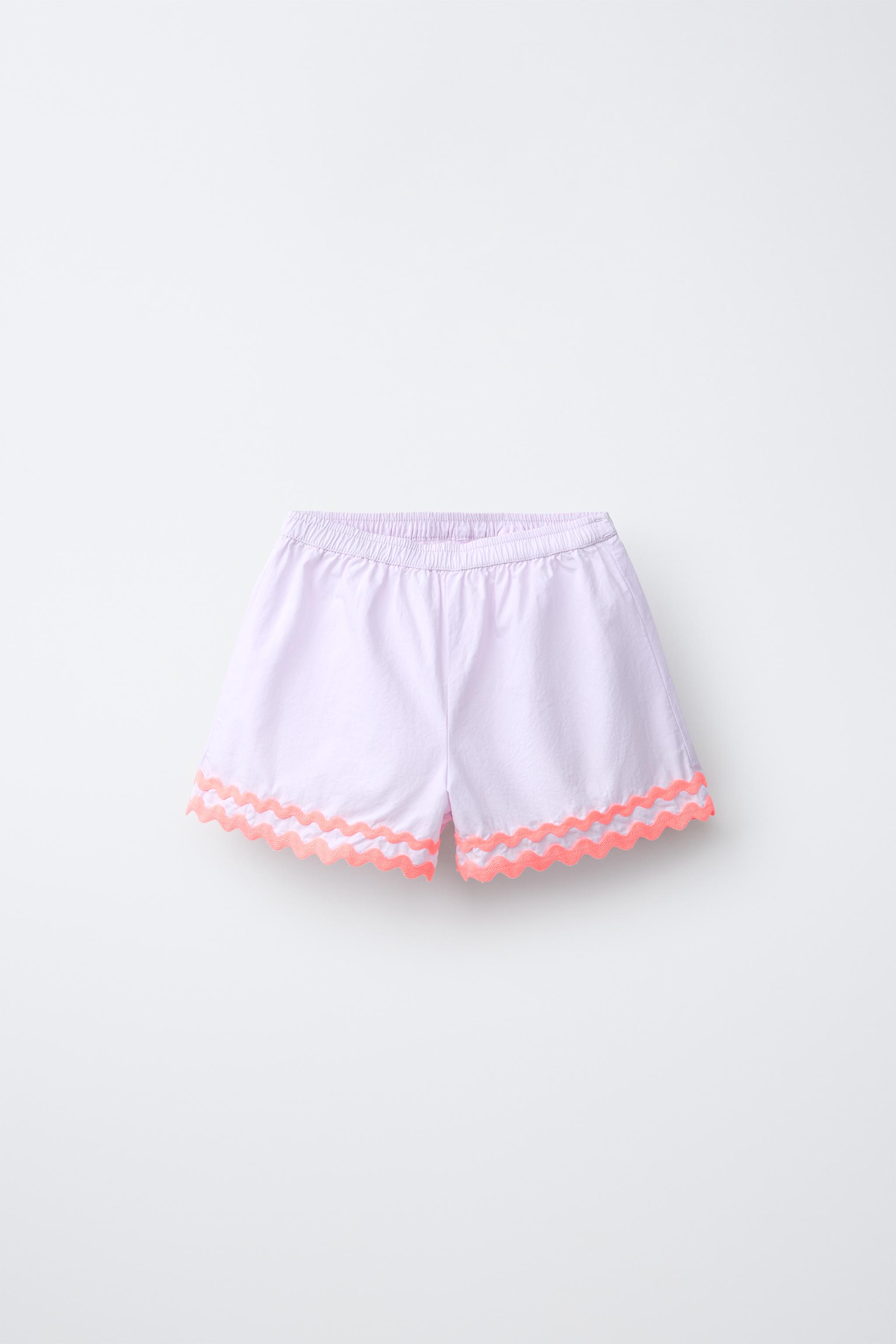 CASA LAWA X ZARA KIDS CONTRAST WAVY POPLIN SHORTS - White | ZARA