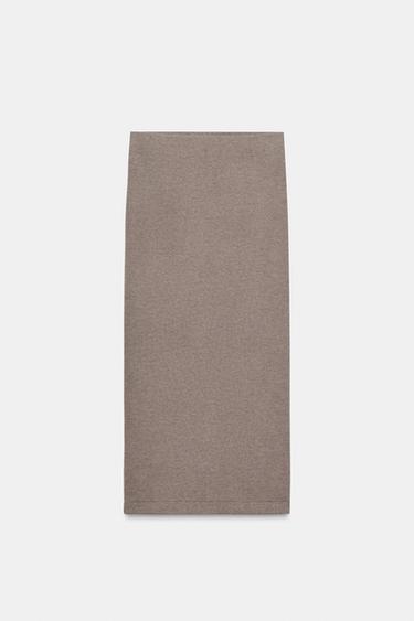 Zara 柔軟中長裙 - 斑紋棕色