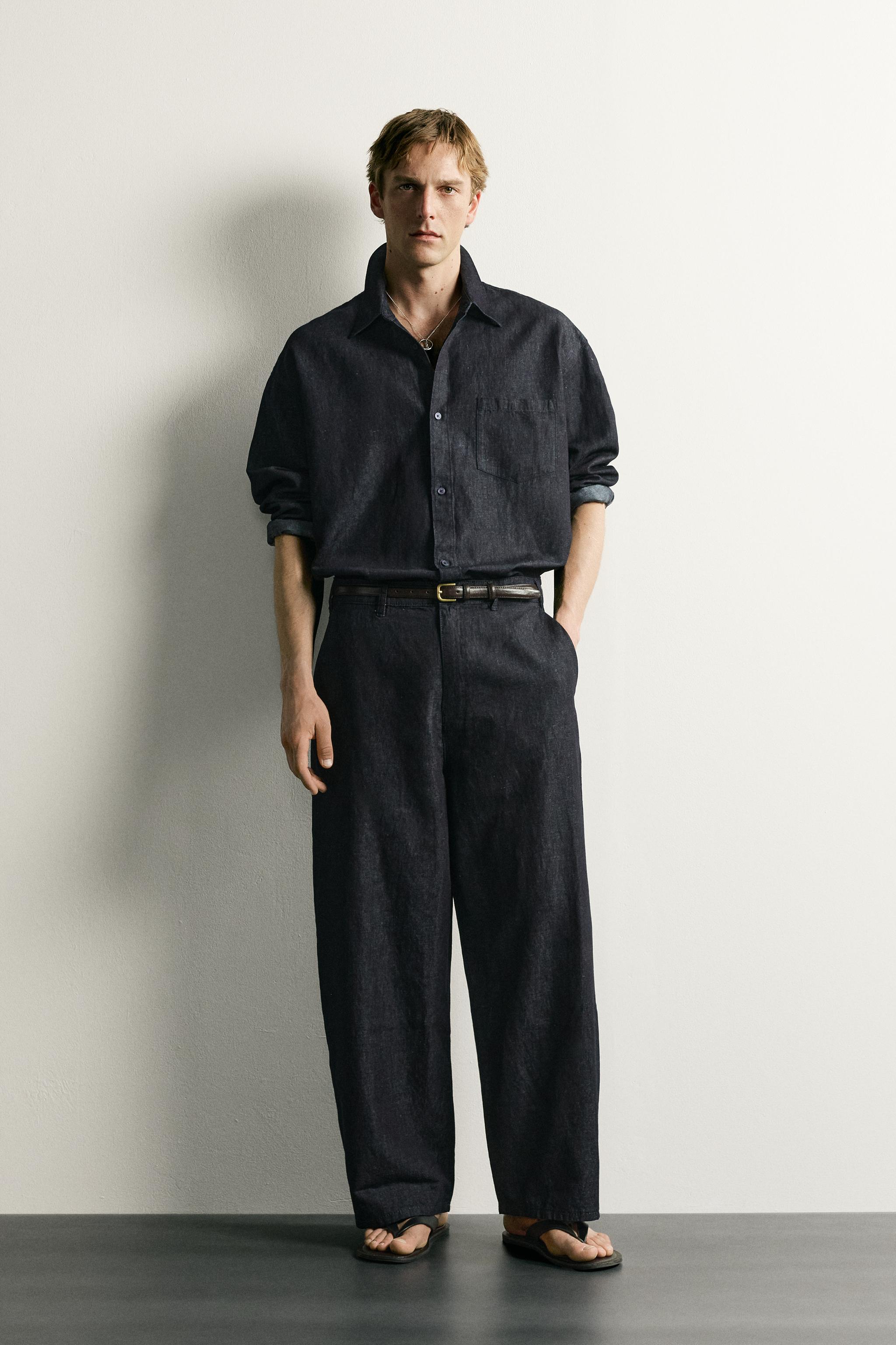 LIGHTWEIGHT COTTON-LINEN DENIM CHINO PANTS