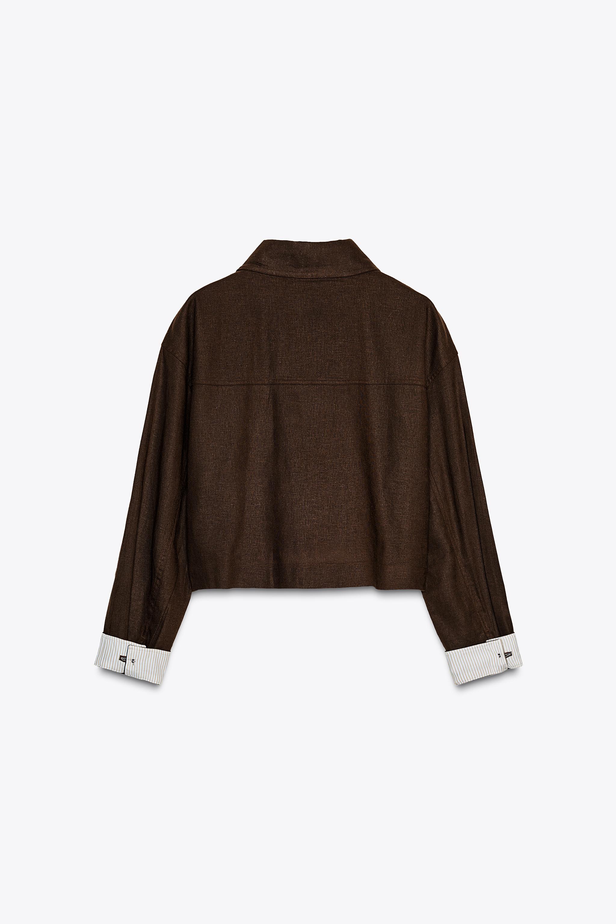 リネンブレンド クロップドジャケット - エクリュ | ZARA Japan