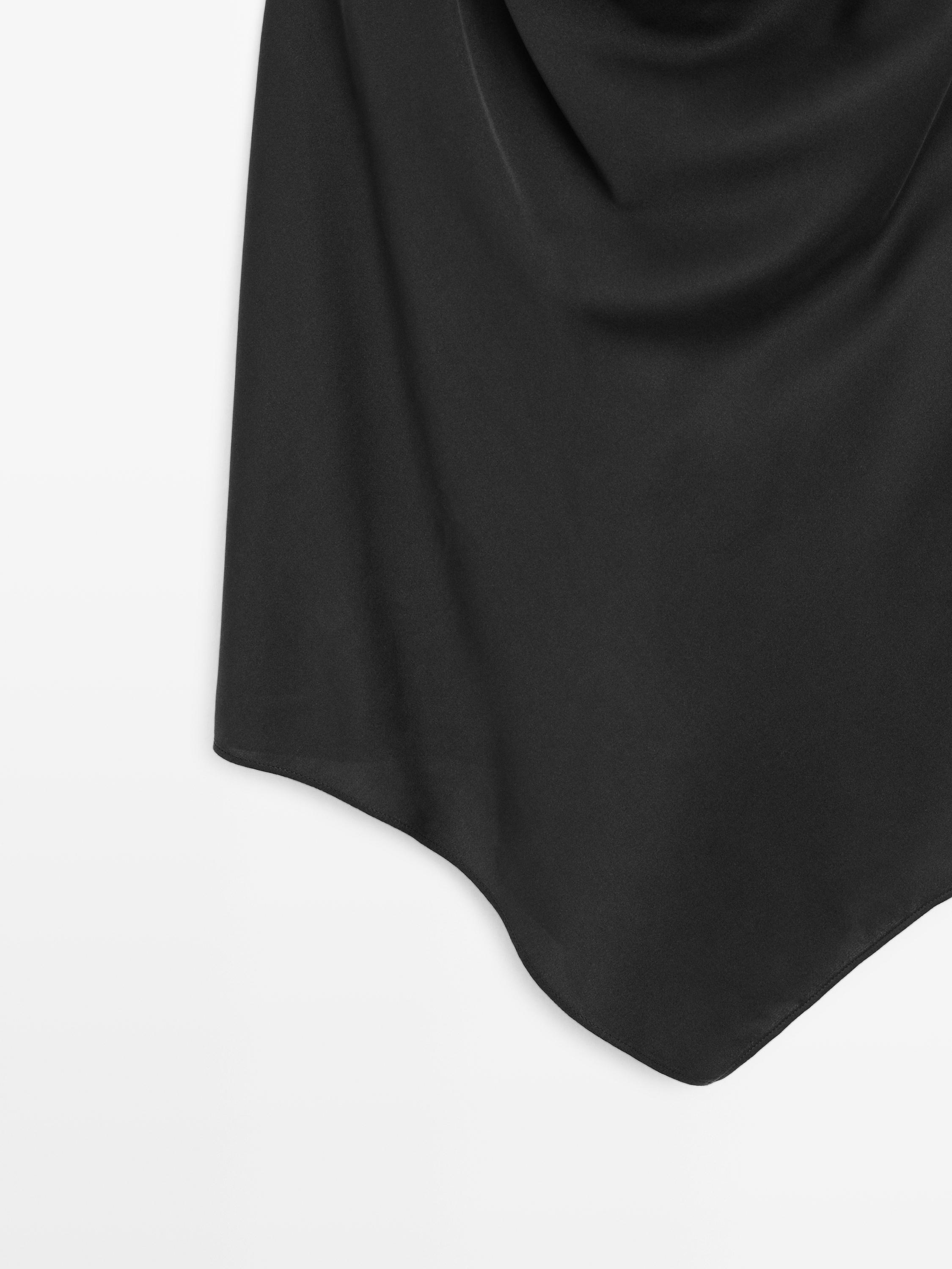 Top soie nœud à col drapé