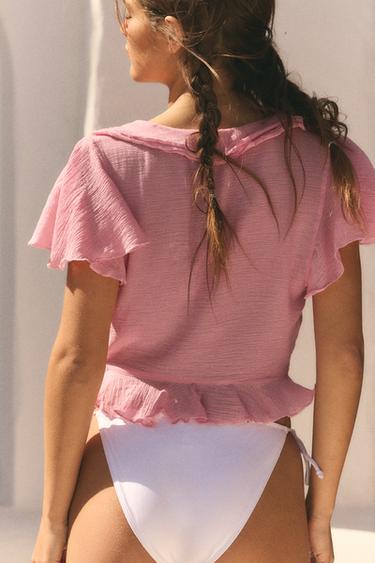 CROSSOVER RUFFLE TOP - Pink by Zara - Image 3