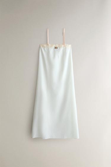 Zara LACE AND FLORAL NIGHTGOWN - Light blue - Image 0