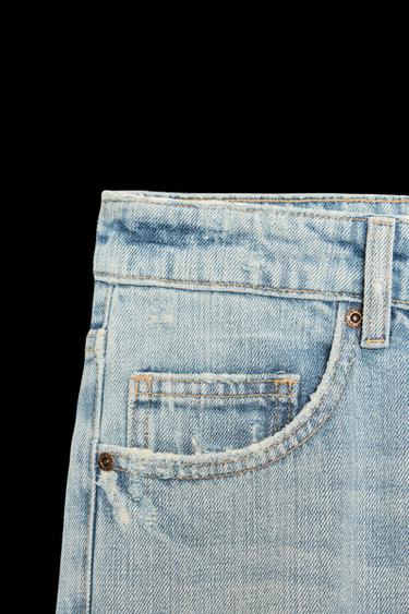 TRF RIPPED MID-WAIST WIDE-LEG JEANS - Light blue by Zara