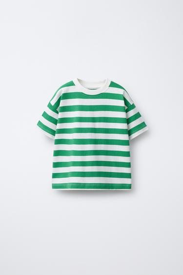 CAMISETA ESTAMPADO RAYAS - Verde de Zara - Imagen 0