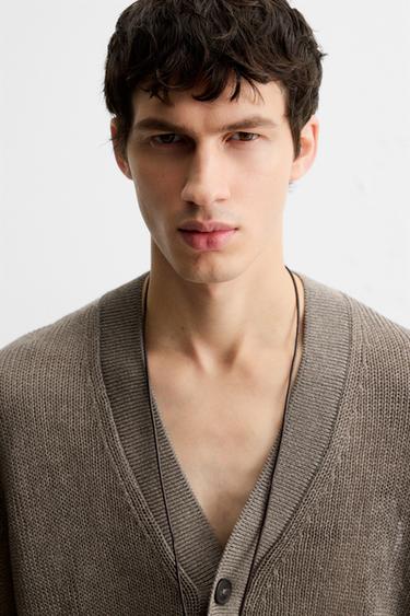 CARDIGAN STRUCTURE AJOURÉE - Marron / Taupe de Zara - Image 5
