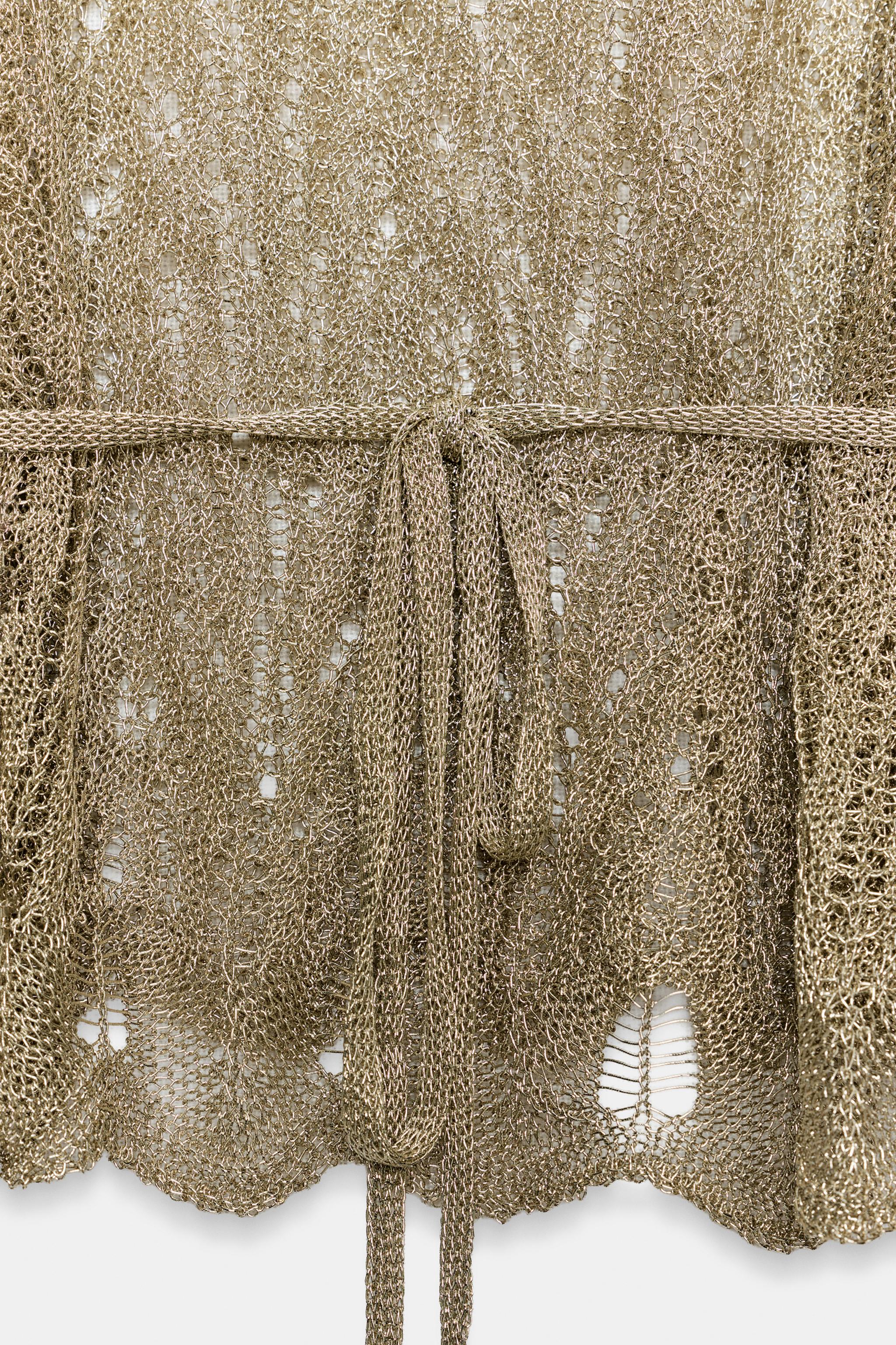 Женские ремни Zara METALLIC THREAD KNIT TOP WITH BELT — фото 6