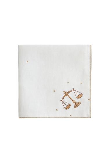 LIBRA EMBROIDERED LINEN NAPKIN | MARISA BERENSON - Ecru by Zara