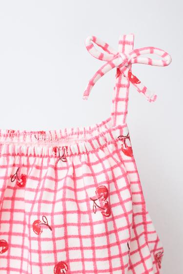 CHECK AND CHERRY PRINT ROMPER - Red / White by Zara - Image 2