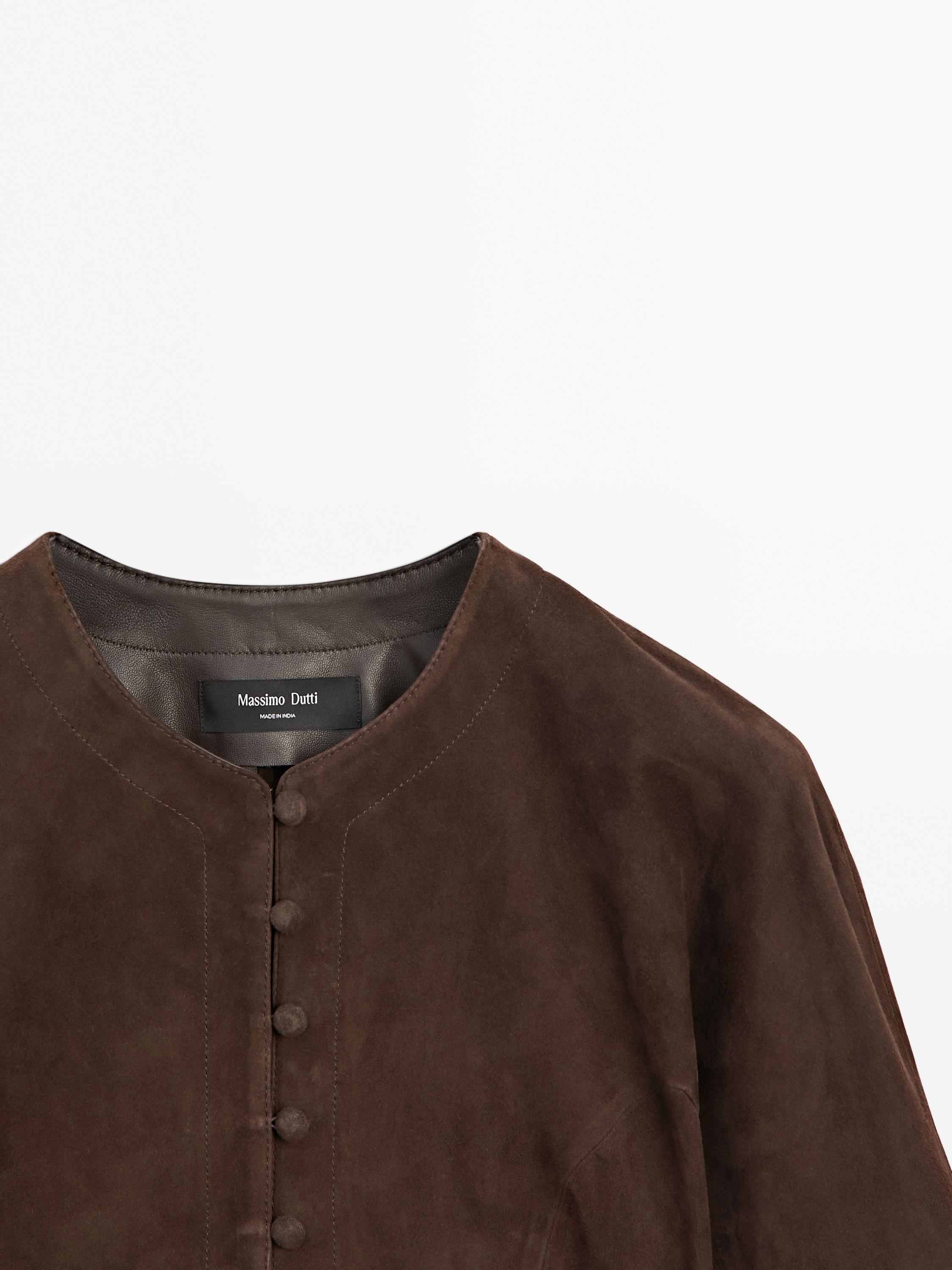 Chemisier court en cuir effet daim