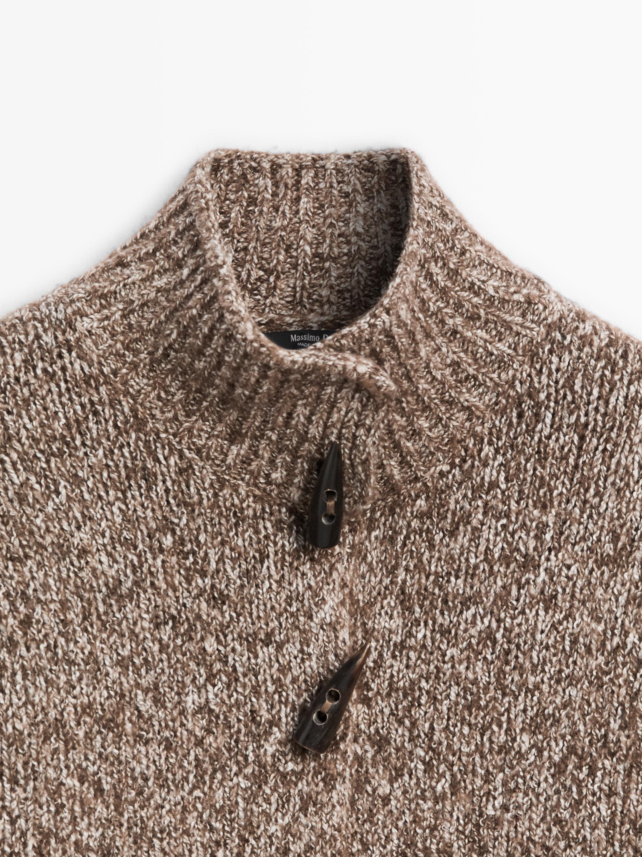Cardigan en laine et coton avec bouton corne