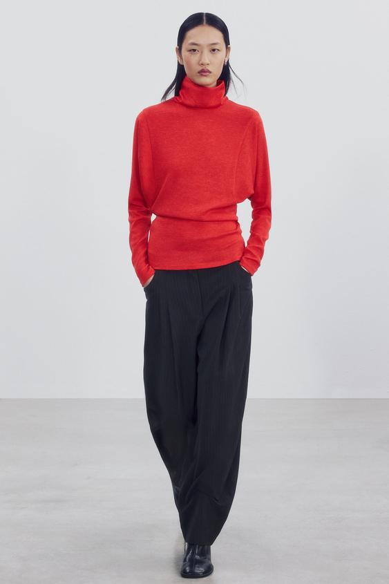 HIGH NECK T-SHIRT - BURGANDY MARS by Zara - Image 0