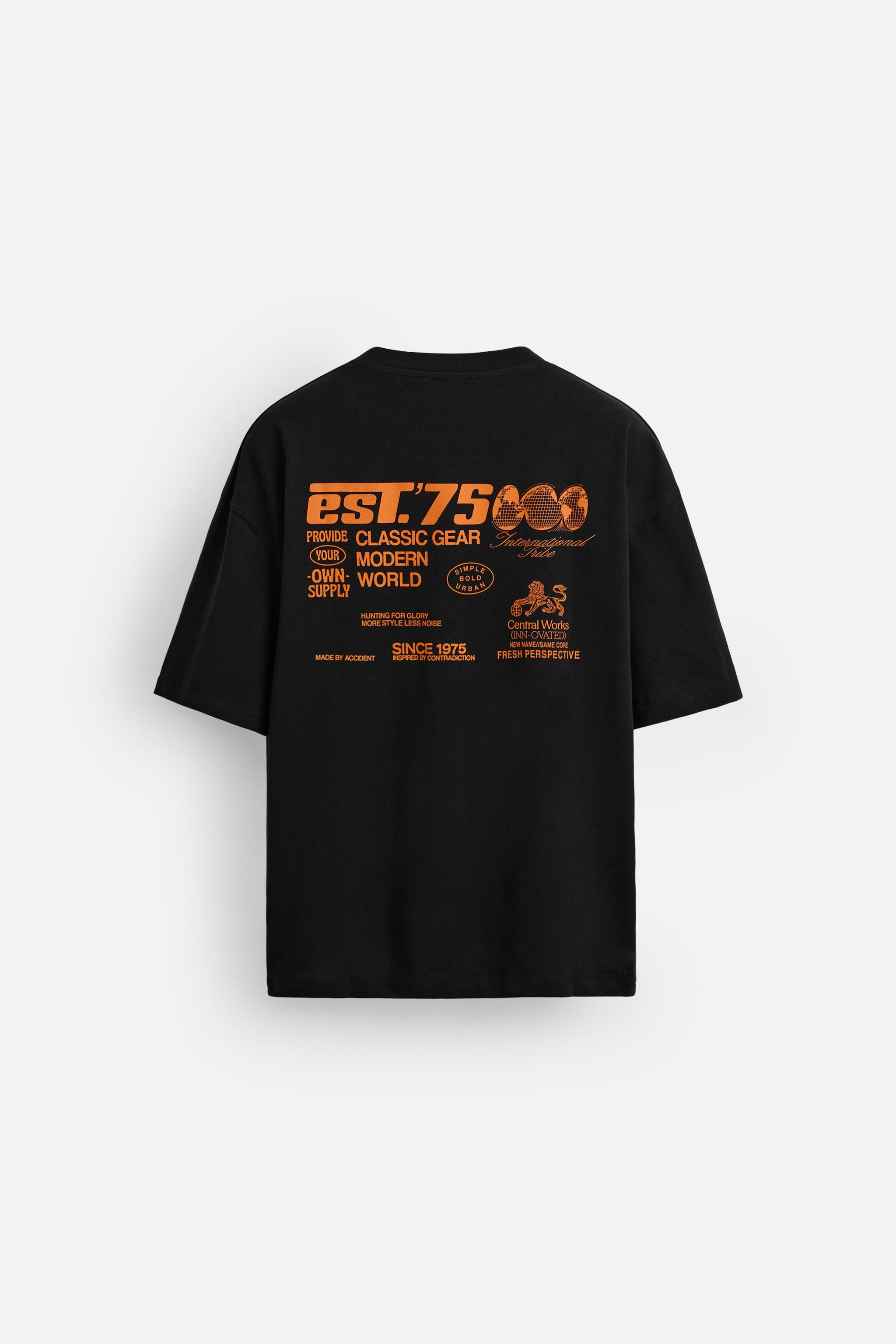 スペイン発送 ZARA コンビネーションプリントTシャツ ブラック スペイン発送 ZARA ウォッシュドプリントニットTシャツ ブラック