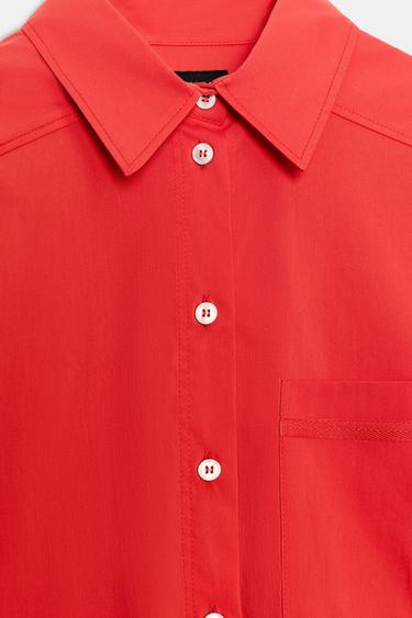 CHEMISE OVERSIZE EN POPELINE - Rouge de Zara - Image 9