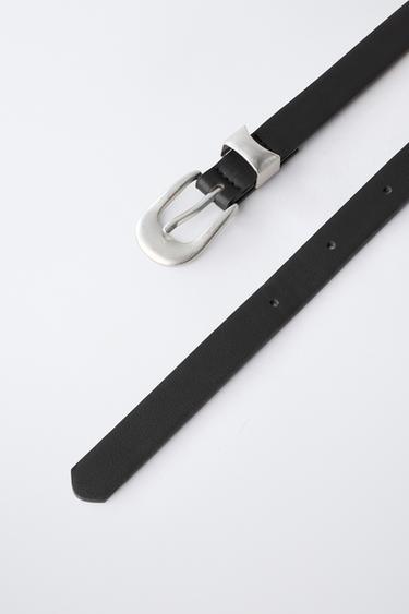 LEATHER-EFFECT BELT - Black by Zara