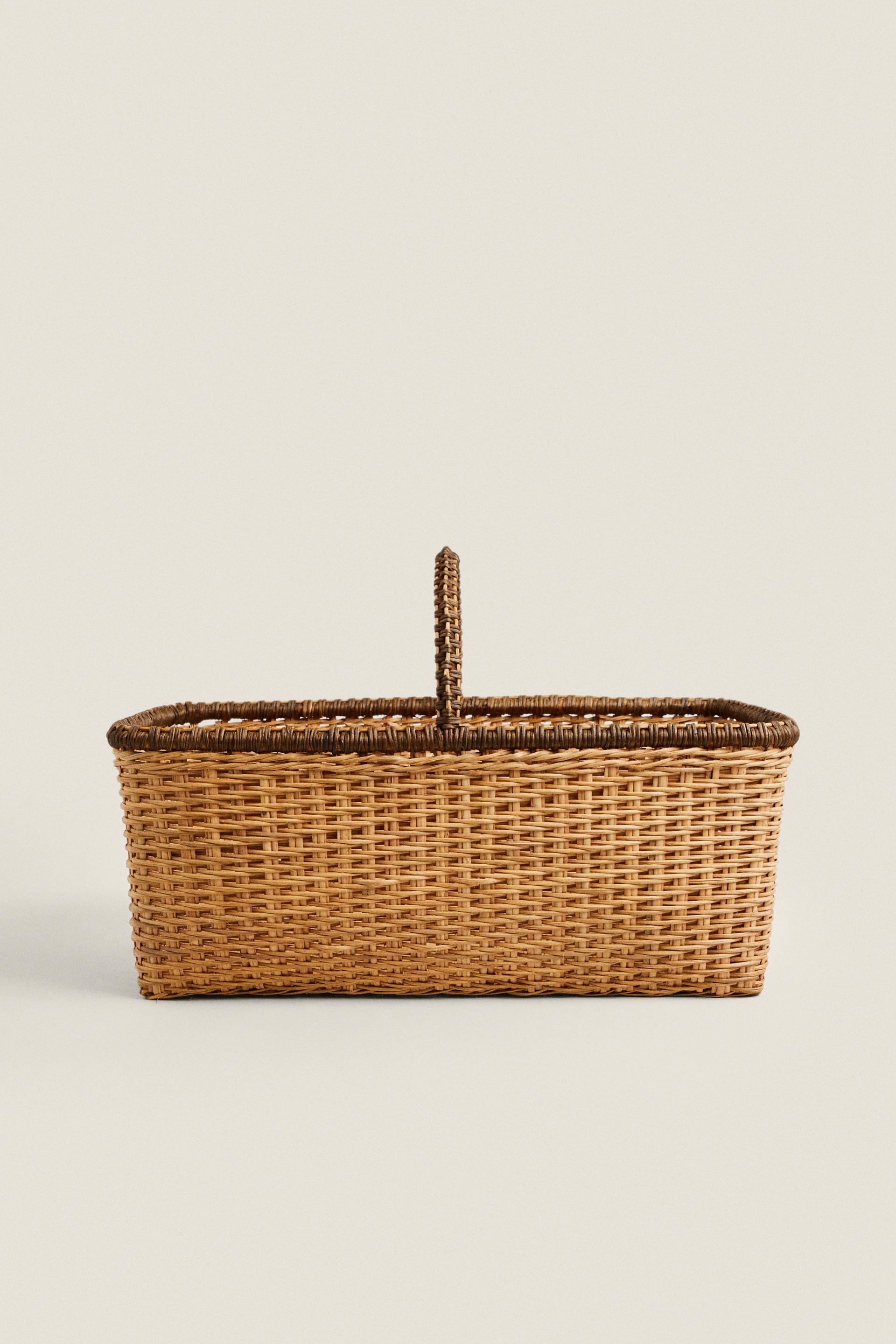 BASKET WITH CONTRAST EDGE AND HANDLE Light beige ZARA United States
