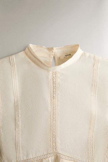 TOP DENTELLE - Écru de Zara - Image 1