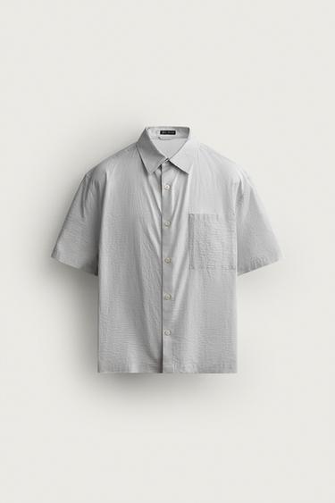 ÁO SƠ MI DÁNG RELAXED FIT DỆT JACQUARD HỌA TIẾT KẺ CARO - Xanh dương/Xám từ Zara